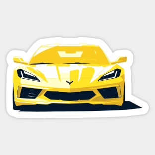 C8 Racing Accelerate Yellow sportscar retro design vintage style supercar Classic car vibes with a white C8 Retro flair for C8 enthusiasts Sticker